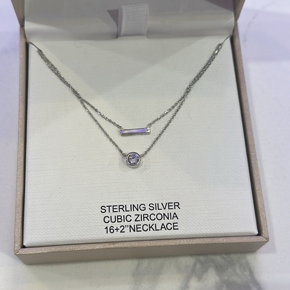 Rachel Zoe Sterling Silver CZ Layered Necklace - Picture 2 of 2